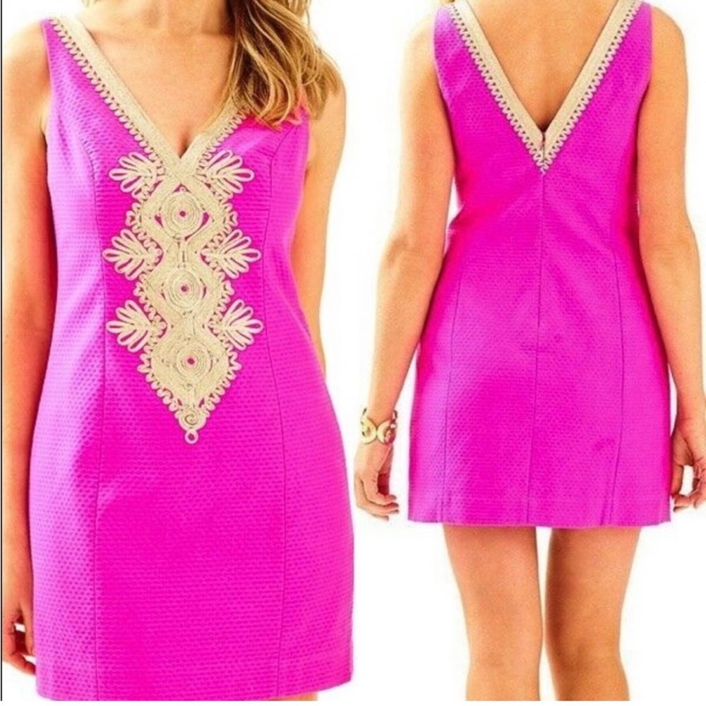 Lilly Pulitzer Pink and Gold Junie Shift Dress